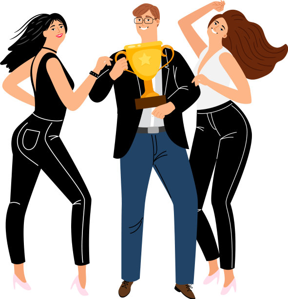 成功的商人手持金杯图片下载