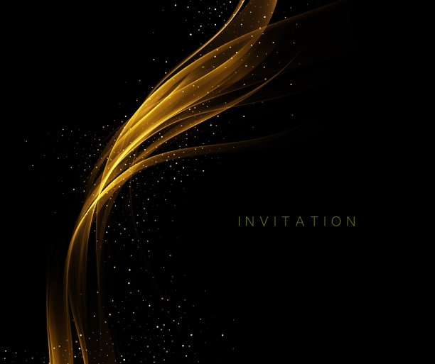 金色抽象透明光对黑色的影响图片下载