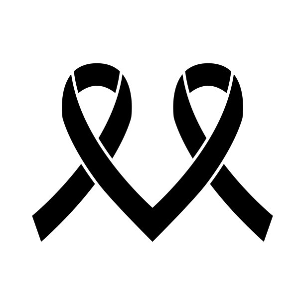 哀悼丝带黑色意识丝带孤立图片下载