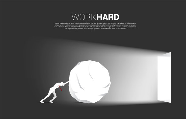 商人的剪影摇着石头走出一扇门。图片下载