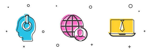 设置自由职业者和视频聊天会议图标图片下载