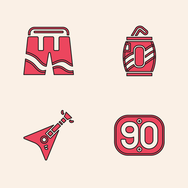 设置90年代复古短或裤子汽水罐与吸管图片下载