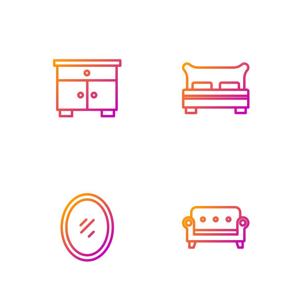 设线沙发、镜子、家具、床头柜及图片下载