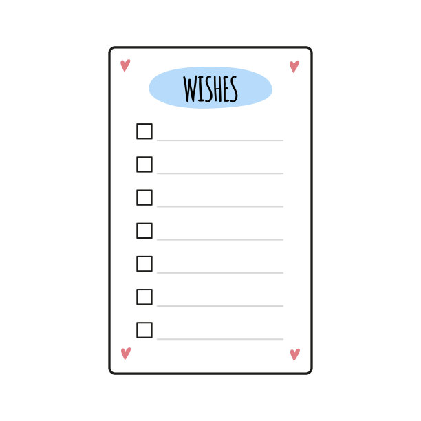 项目日志的愿望列表元素。带有复选框的页面模板。的清单。矢量插图孤立的白色背景图片下载