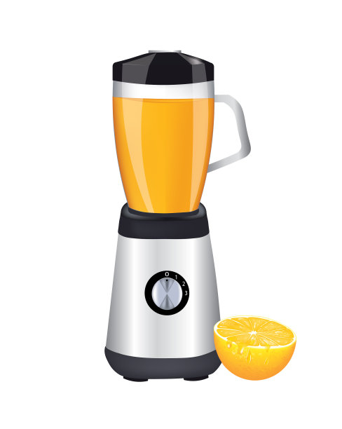 橙子在厨房搅拌机中被隔离图片下载