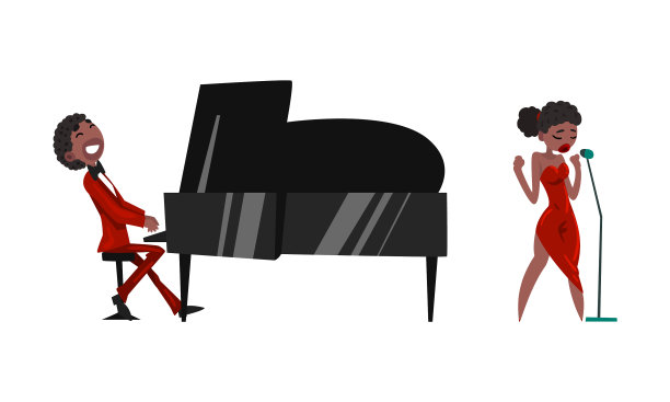 非裔美国音乐家唱歌和演奏图片下载