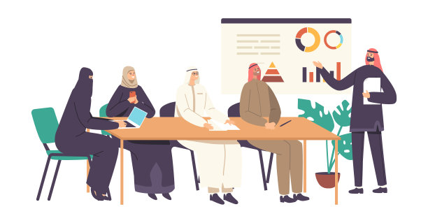 阿拉伯商人和女商人在办公室图片下载