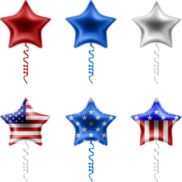 设置孤立的美国星形气球图片下载