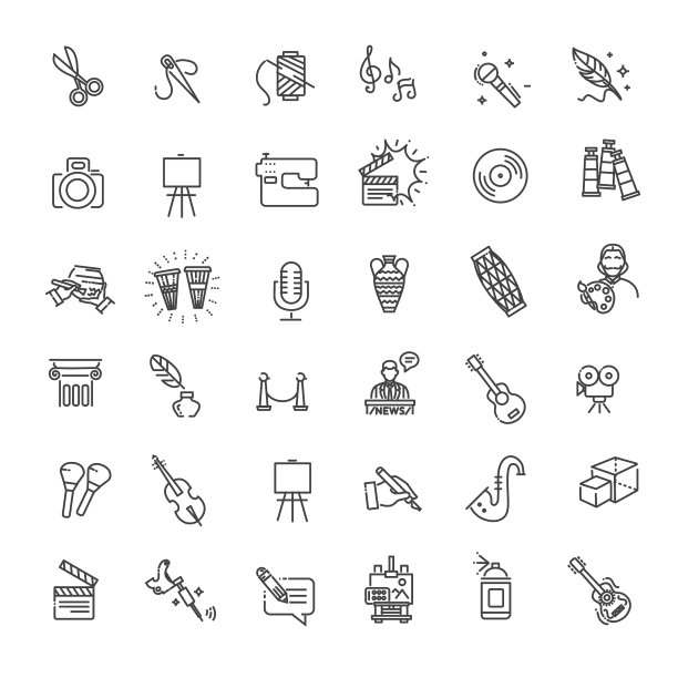 线条艺术图标设置线性图标图片下载