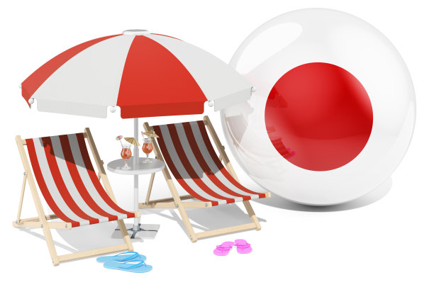 日本度假村，日本度假，旅游，旅游套餐的概念。在白色背景上隔离的3D渲染图片下载