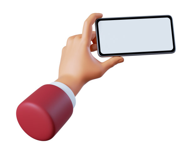 3d渲染，人手手持抽象移动设备在水平位置与白屏。智能手机空白模型。商业图标，剪贴画孤立在白色背景上图片下载