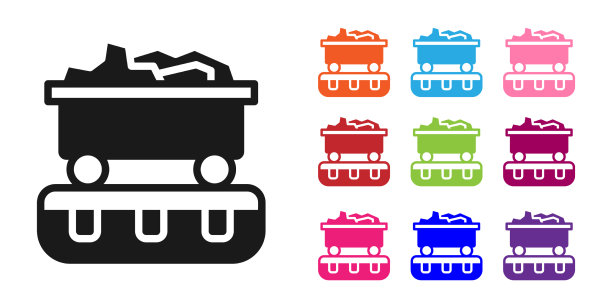 黑色煤车图标孤立在白色上图片下载