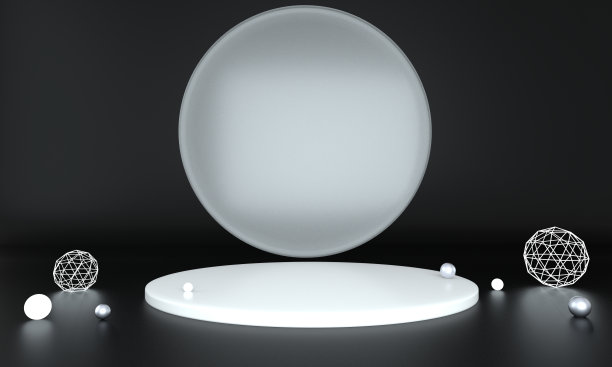 三维抽象背景，模拟场景几何形状的讲台产品展示，三维插图。图片下载