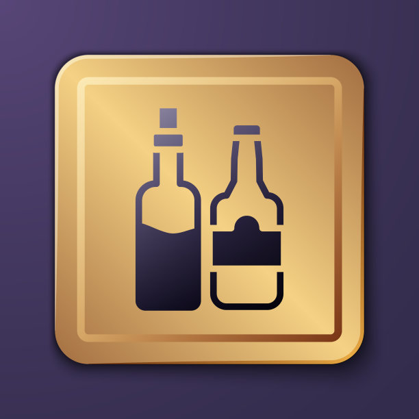 紫色威士忌酒瓶图标孤立在紫色上图片下载