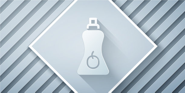 剪纸酱瓶图标孤立在灰色图片下载