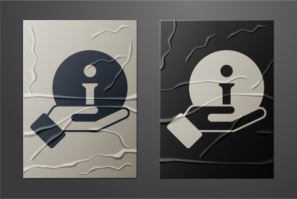 白色信息图标孤立在皱巴巴的纸上图片下载