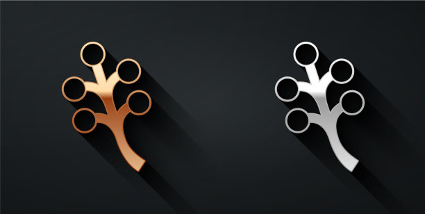 金色和银色的花朵，树枝与鲜花图片下载