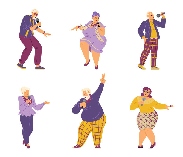 老人们拿着麦克风唱着老歌图片下载