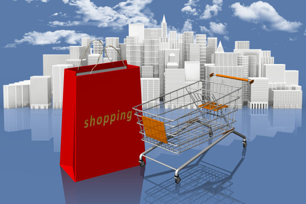 超市购物车3D插图图片下载