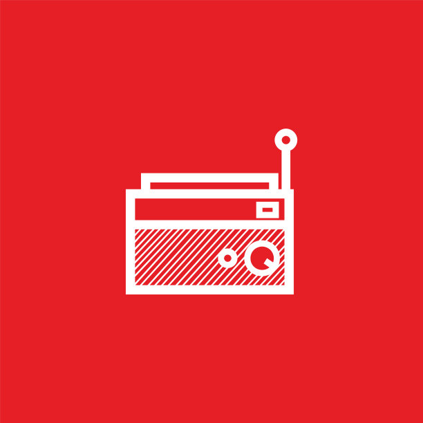 简单经典的方形收音机剪影-复古图片下载