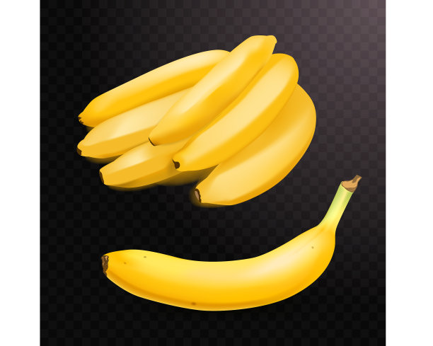 在方格上设置2个逼真的香蕉图片下载