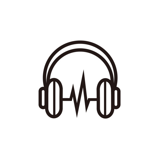 剪影耳机与心跳标志为音乐图片下载