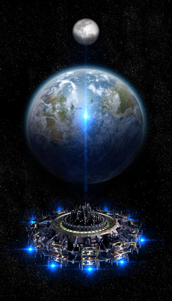 不明飞行物接近地球和月球图片下载