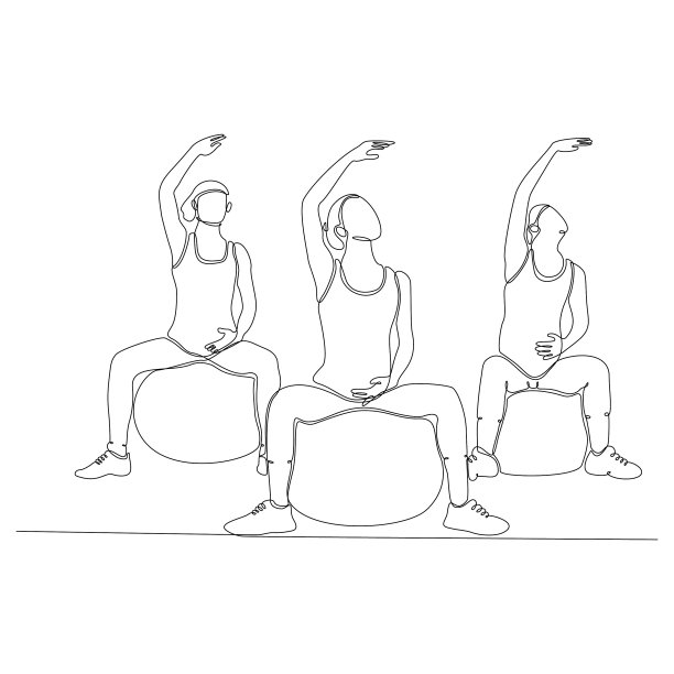 连续线画运动健身怀孕图片下载