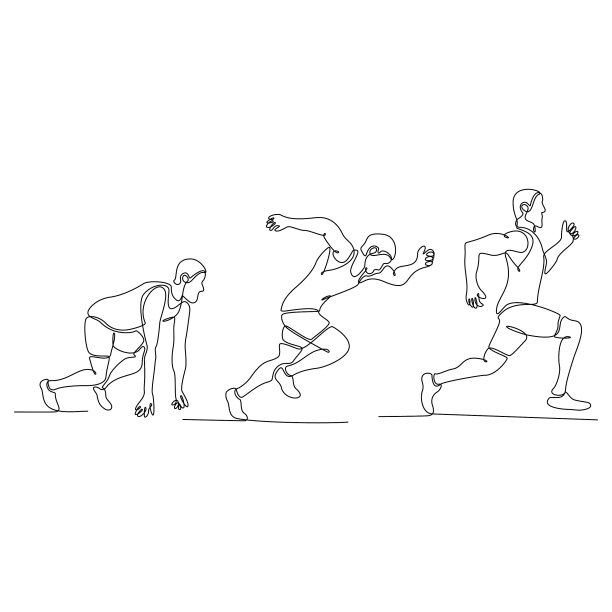 画连续线条风格的短跑风格图片下载