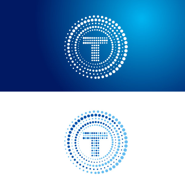 科技点T首字母标识设计点符号图标矢量图形概念插图图片下载