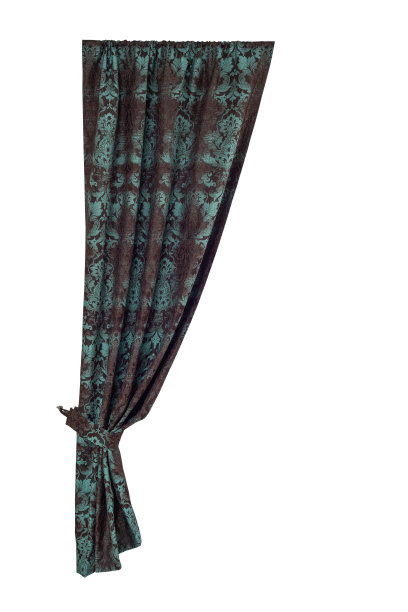 一个漂亮的有钩的窗帘。孤立的白色背景。图片下载