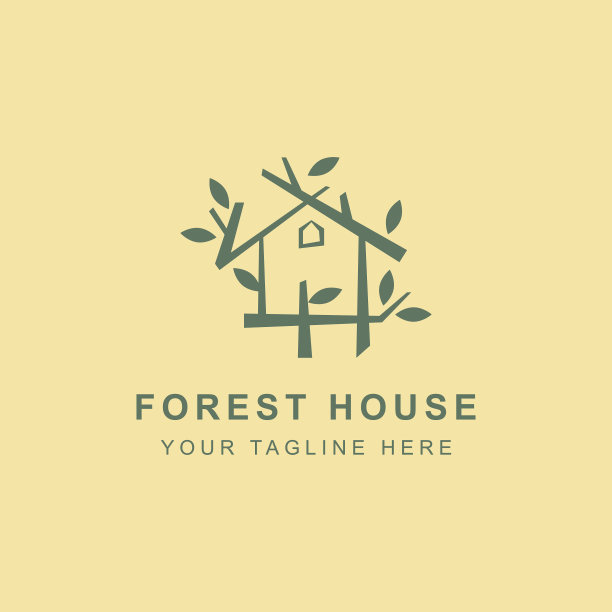 森林房屋标识设计模板图片下载