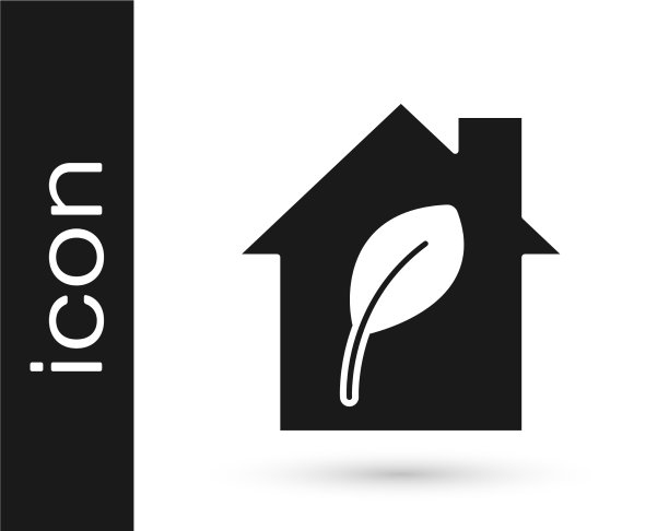 黑色环保住宅图标孤立在白色图片下载