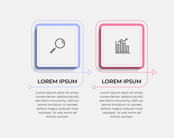 矢量信息图形设计插图业务模板与图标和2个选项或步骤。可用于流程图，演示文稿，工作流布局，横幅，流程图，信息图图片下载