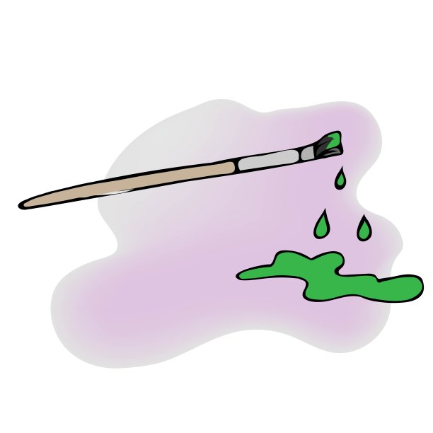 刷子上亮绿色的油漆滴入水坑。图片下载