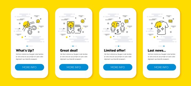 向量集钱包钱，剪刀和购买过程线图标集。向量图片下载