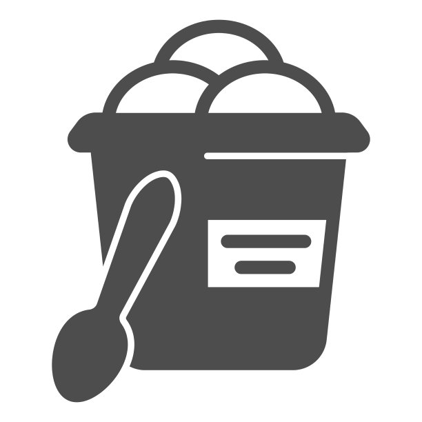 冰淇淋桶和勺子固态图标冰淇淋图片下载