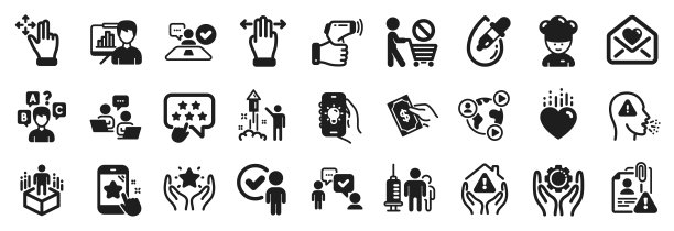 一套人物图标，如演示板，支付金钱，测验测试。向量图片下载