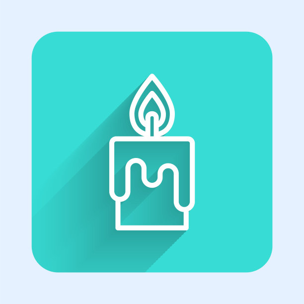 白线燃烧的蜡烛图标孤立与长图片下载