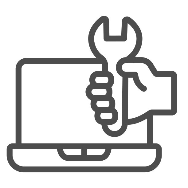 手提电脑和手用扳手线图标pcrepair图片下载