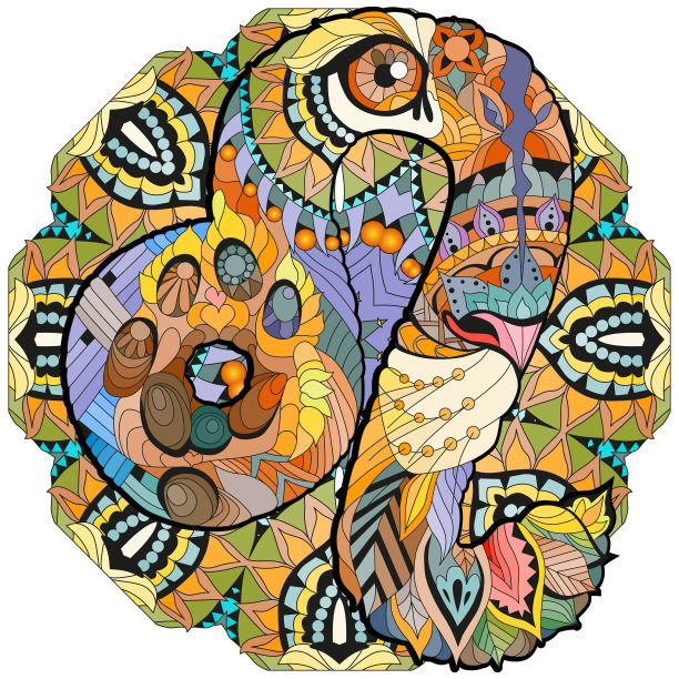 狮子星座与曼荼罗可爱的卡通狮子图片下载