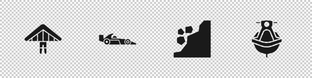 悬挂滑翔机的一级方程式赛车滑坡图片下载