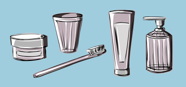 化妆品和卫生液体肥皂牙膏图片下载