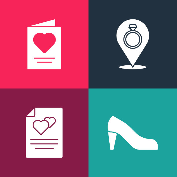 集流行艺术女子鞋贺卡婚礼图片下载