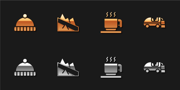 Set winter hat mountain descent热巧克力图片下载