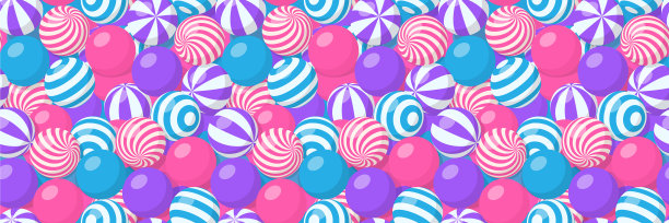 无缝模式与绒毛条纹球图片下载