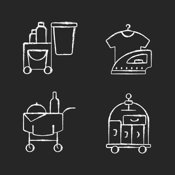 酒店服务粉笔白色图标设置为黑色图片下载