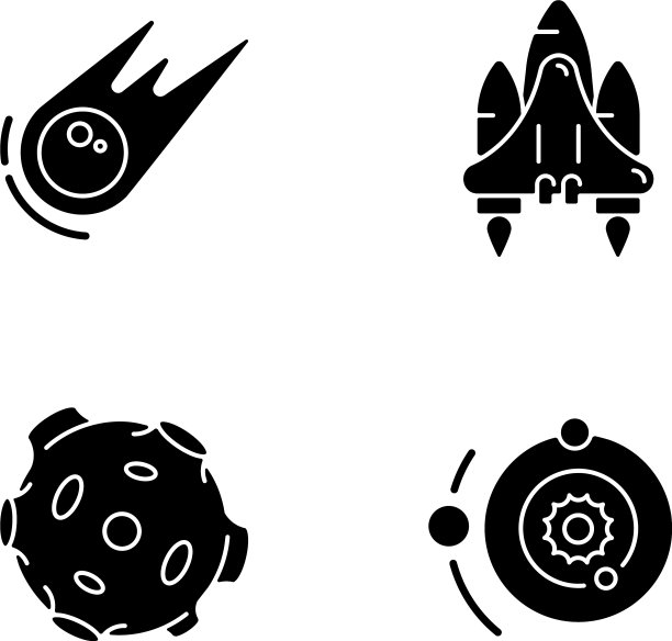 航天黑色符号图标设置在空白图片下载