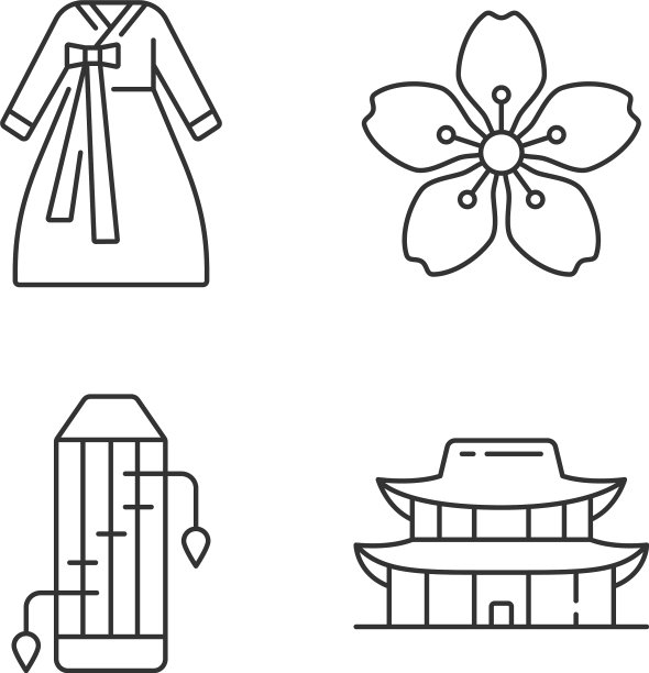 朝鲜族符号线性图标集图片下载