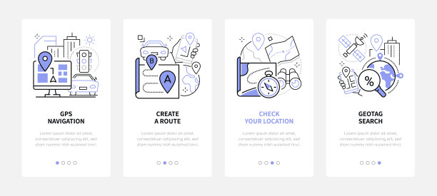 GPS导航-现代线设计风格的网页图片下载